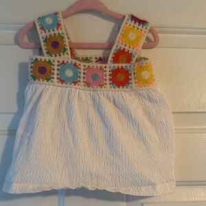 Zara Kids Crochet Strap Tank Top - Multicolor and White